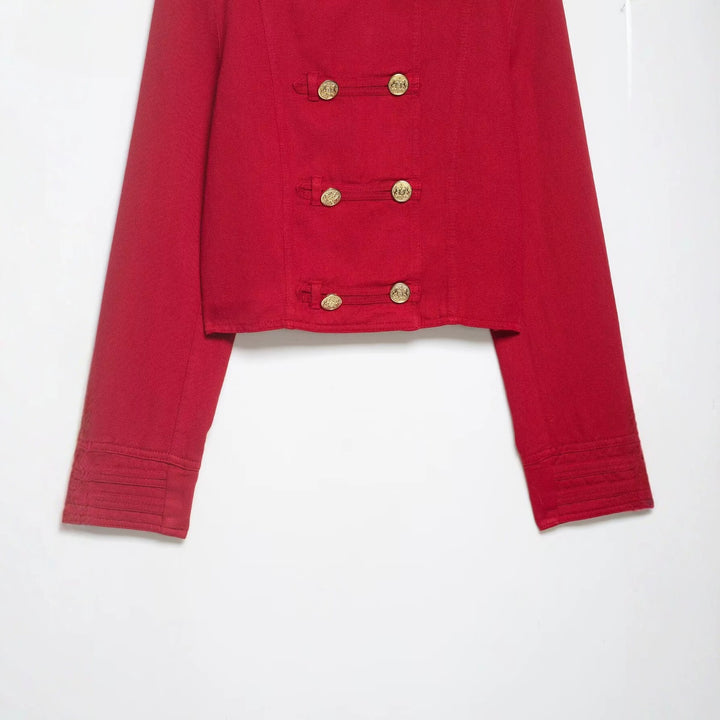 Damen Cropped Militärjacke im Matrosenstil mit goldenen Zierriegeln und Stehkragen Echo Archiv