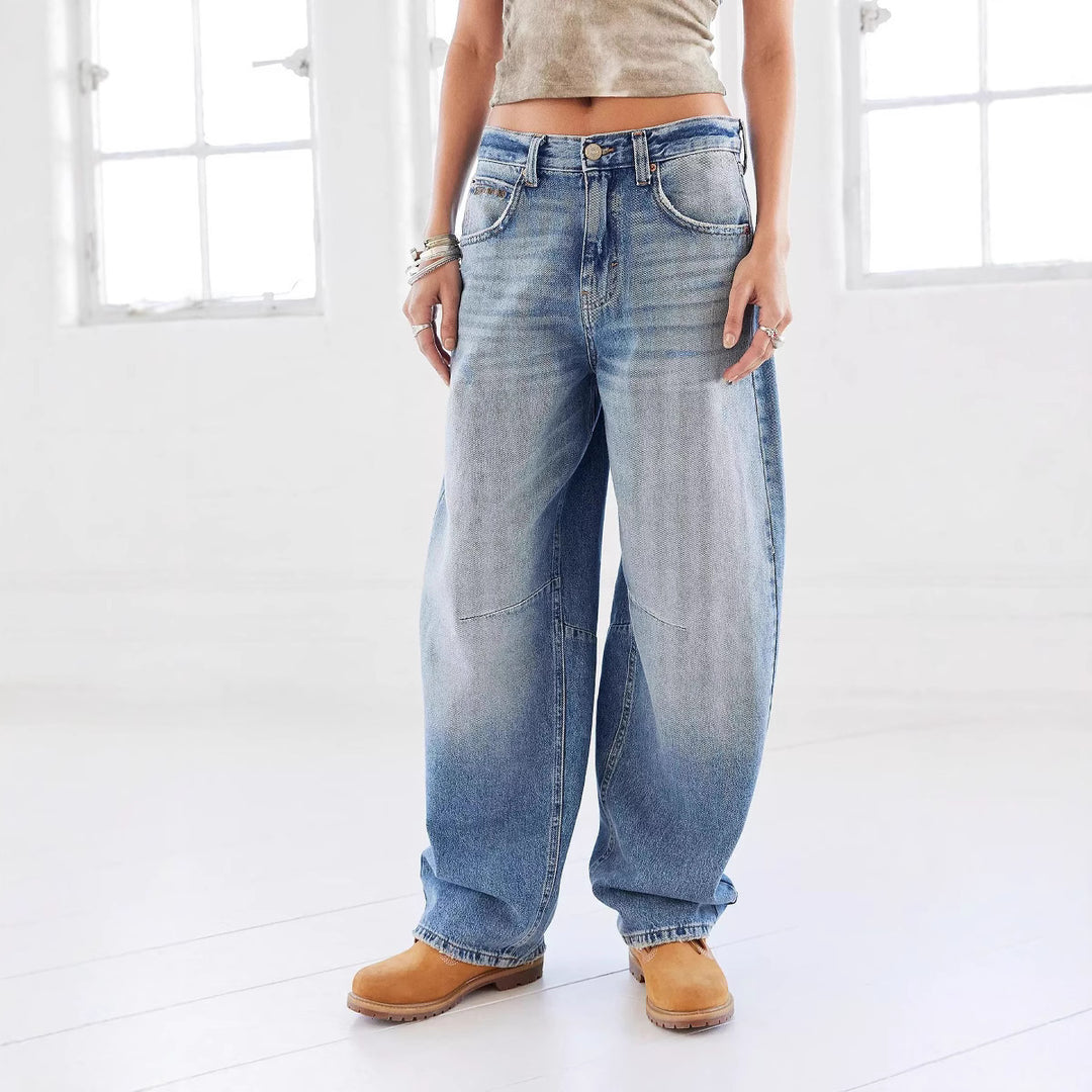 Damen nan weite tiefsitzende Baggy-Jeans mit Knie-Paneelen und entspannter Passform Echo Archiv