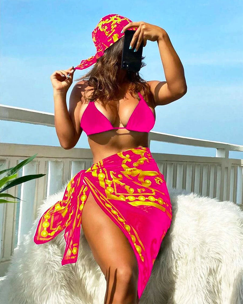 Damen Triangel-Bikini-Set mit transparentem Sarong Echo Archiv