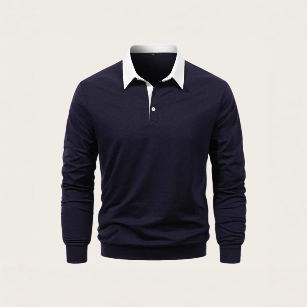 Herren Langärmliges Poloshirt mit kontrastierendem Kragen Echoarchiv