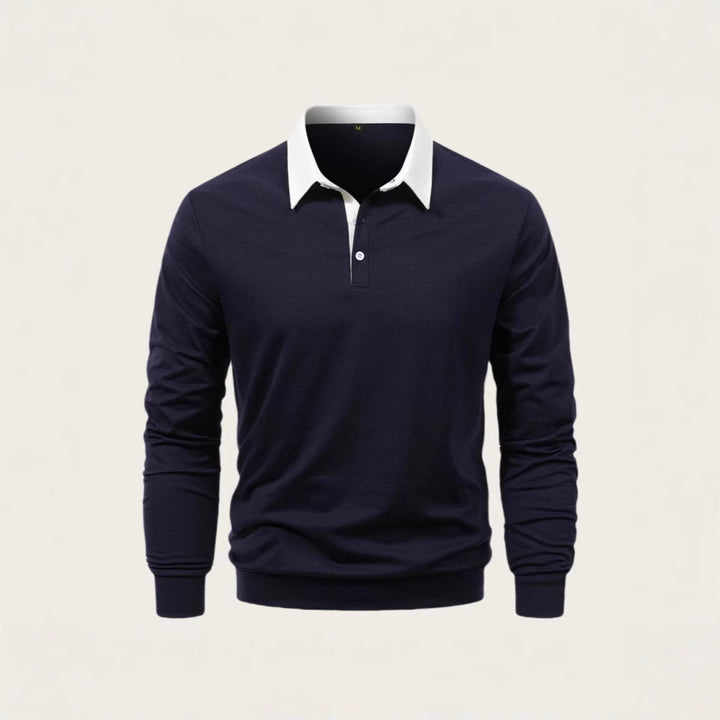 Herren Langärmliges Poloshirt mit kontrastierendem Kragen Echoarchiv