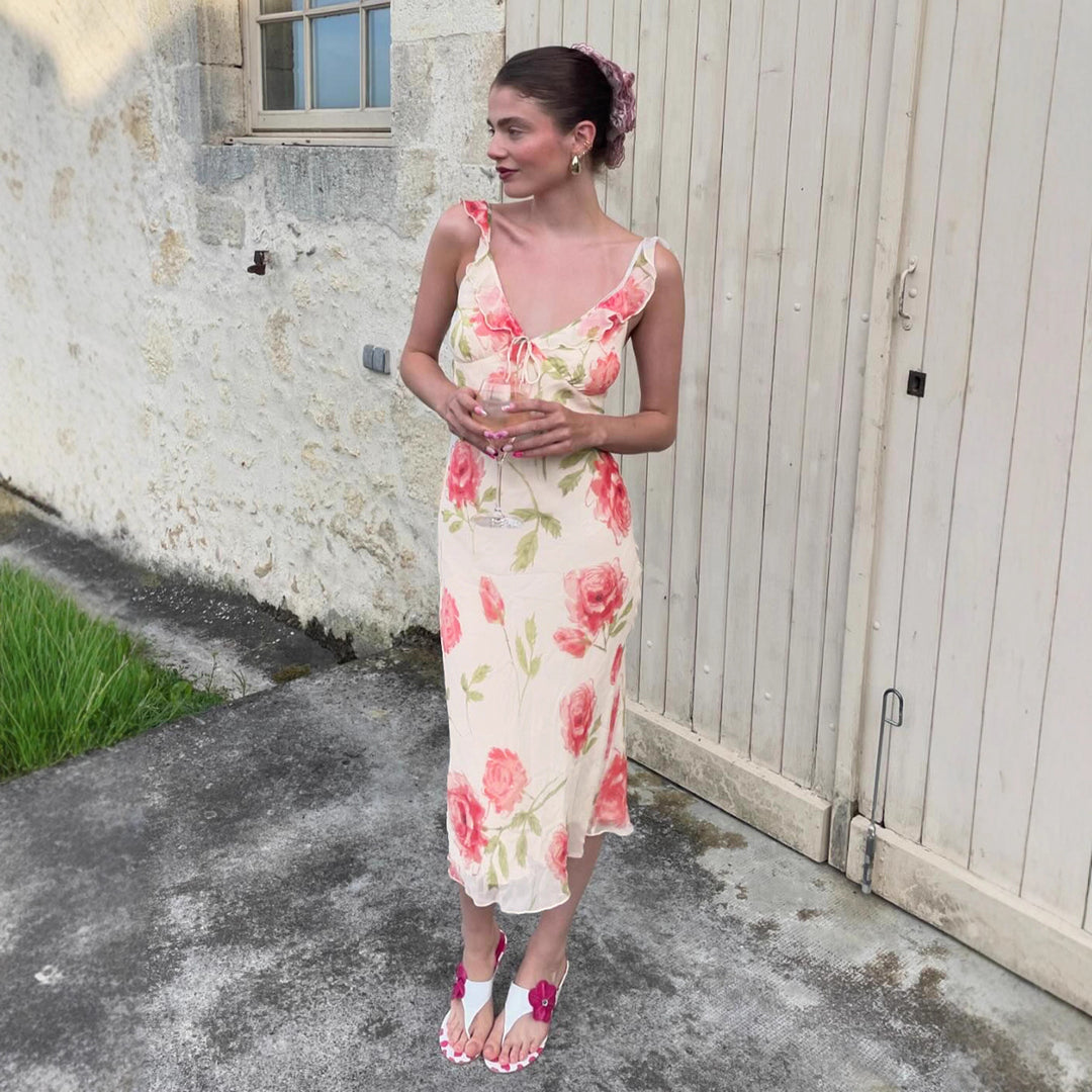 Damen Maxikleid mit floralem Cut-Out und feinen Spaghettiträgern Echo Archiv