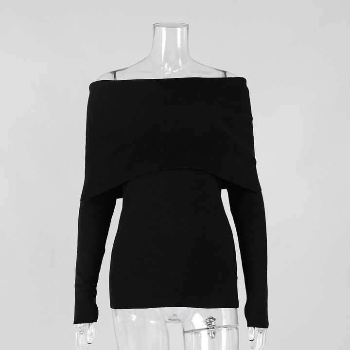 Damen schulterfreier Feinstrick-Pullover mit umlegbarem Carmenkragen Echo Archiv