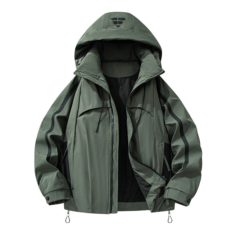 Unisex gefütterte Outdoor-Utility-Jacke mit Kapuze und reflektierenden Streifen Echo Archiv