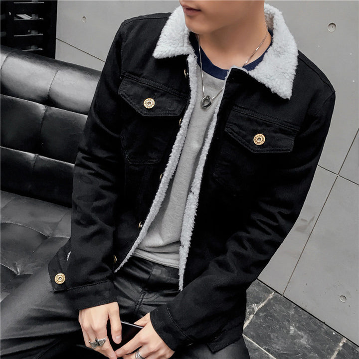 Herren Modische Denimjacke mit Fleece-Futter Echoarchiv