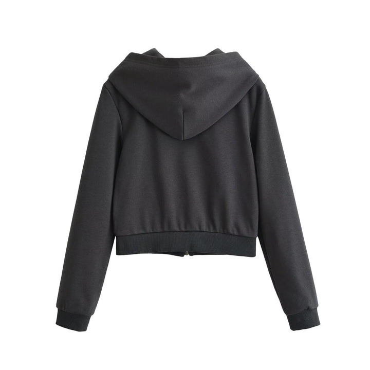 Damen Cropped Kapuzenblouson mit dekorischer Doppelreihe und verdecktem Reißverschluss Echo Archiv