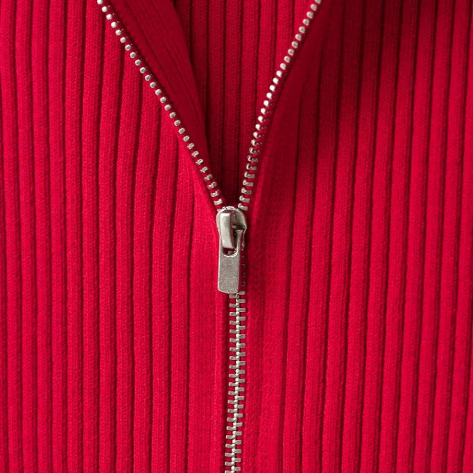 Damen Feinstrick-Poloshirt-Cardigan mit kurzem Arm und durchgehendem Reißverschluss Echo Archiv