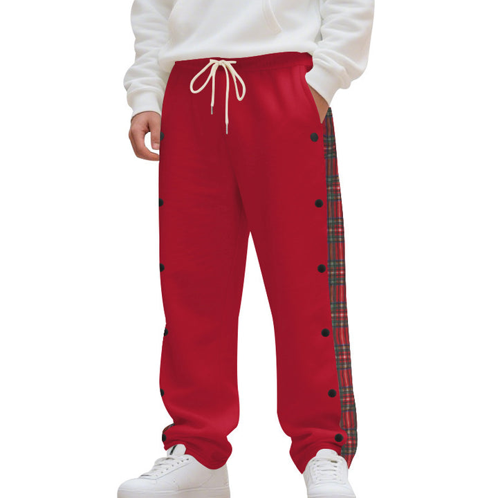Herren Legere Freizeithose mit Druckknopfdetails und Karomuster Echoarchiv