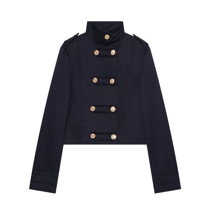 Damen Cropped Uniformjacke im Militärstil mit Stehkragen und Zierknopfleiste Echo Archiv