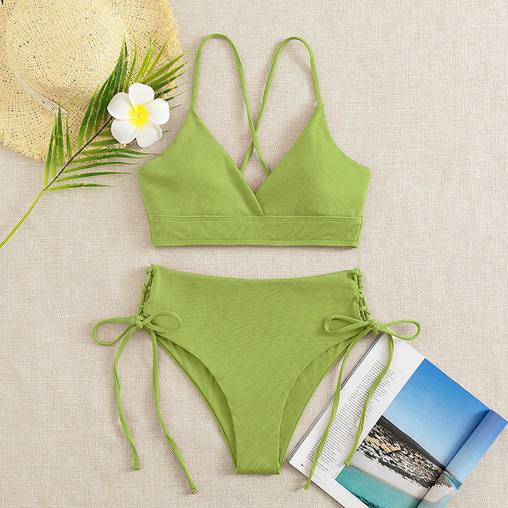 Damen Hochtaillierter Bikini mit verstellbaren Schnürdetails – Maréssa