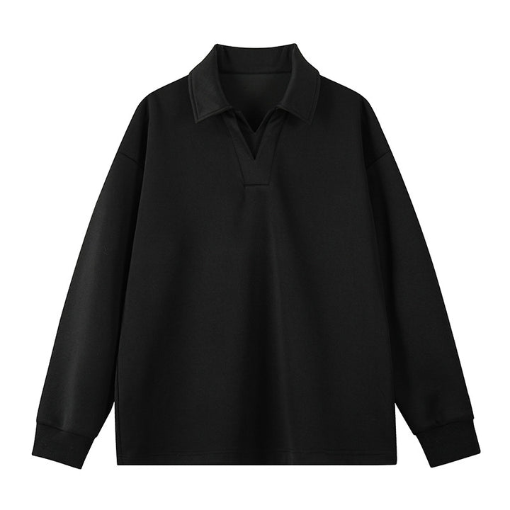 Herren Oversized Polo‑Sweatshirt mit tiefem V‑Ausschnitt, Hemdkragen und gerippten Bündchen Echo Archiv