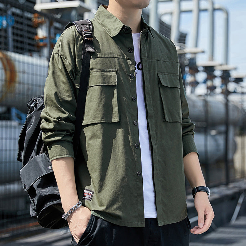 Herren Overshirt im Utility-Canvas-Look mit Brustpattentaschen und geradem Schnitt Echoarchiv