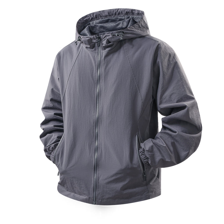 Herren Leichte atmungsaktive Kapuzen-Windjacke mit Mesh-Innenfutter und Reißverschlusstaschen Echo Archiv