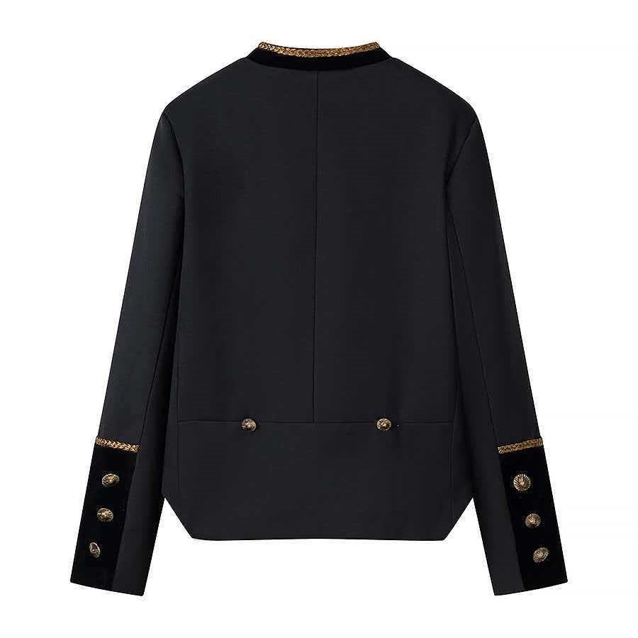 Damen Cropped-Militärjacke mit Zierkordel und Samtkragen Echo Archiv