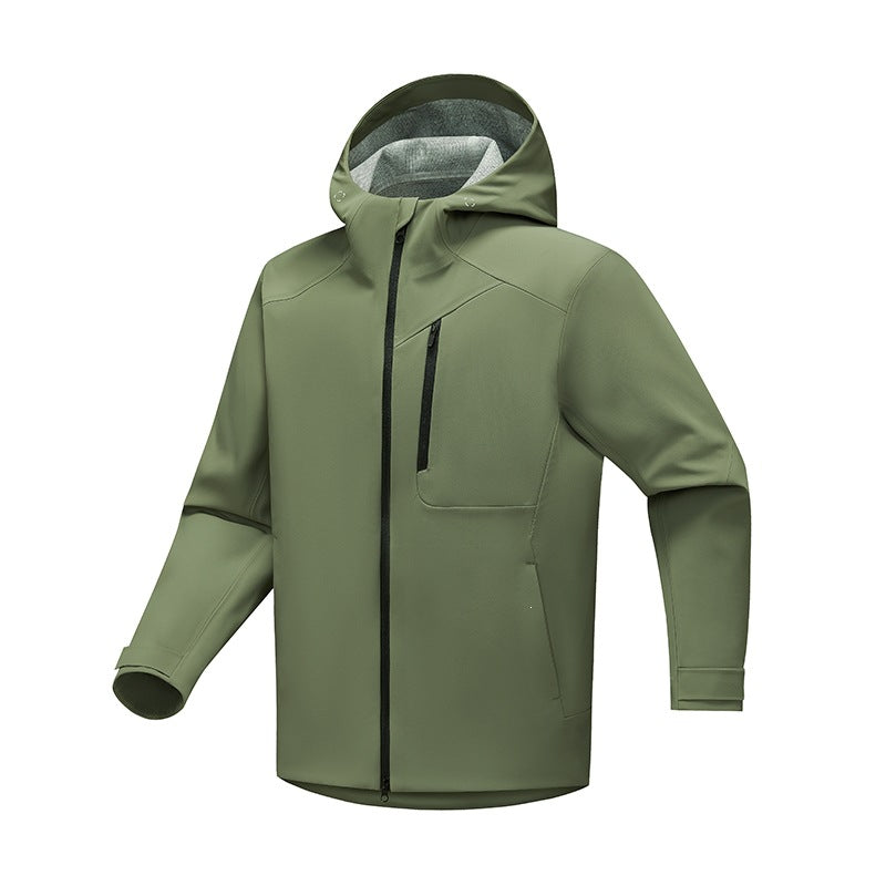 Herren Technische Softshell‑Regenjacke mit wasserdichter Membran, verschweißten Nähten & Kapuze Echoarchiv