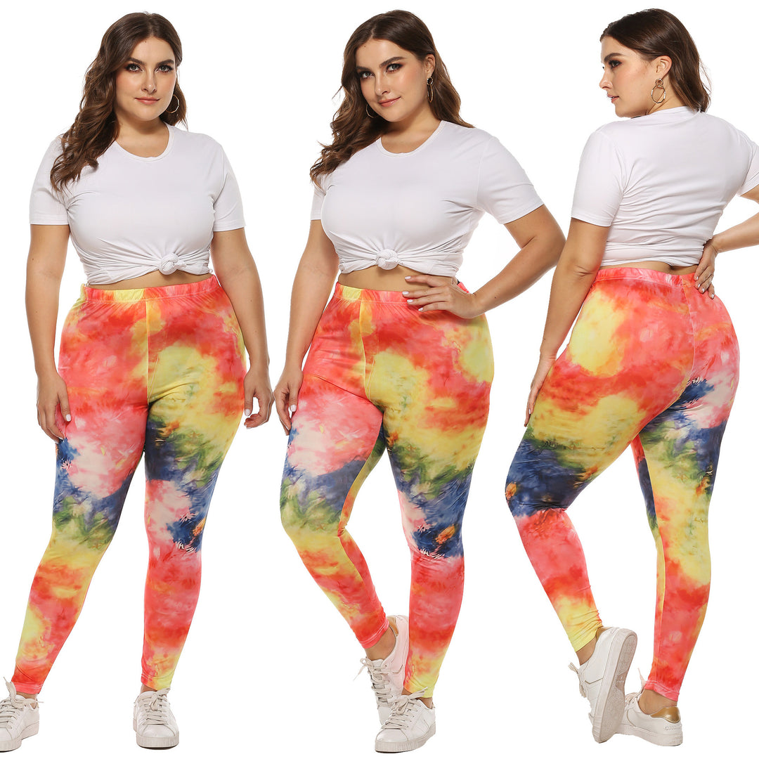 Damen farbenfrohe Leggings mit modernem Batikmuster Echo Archiv