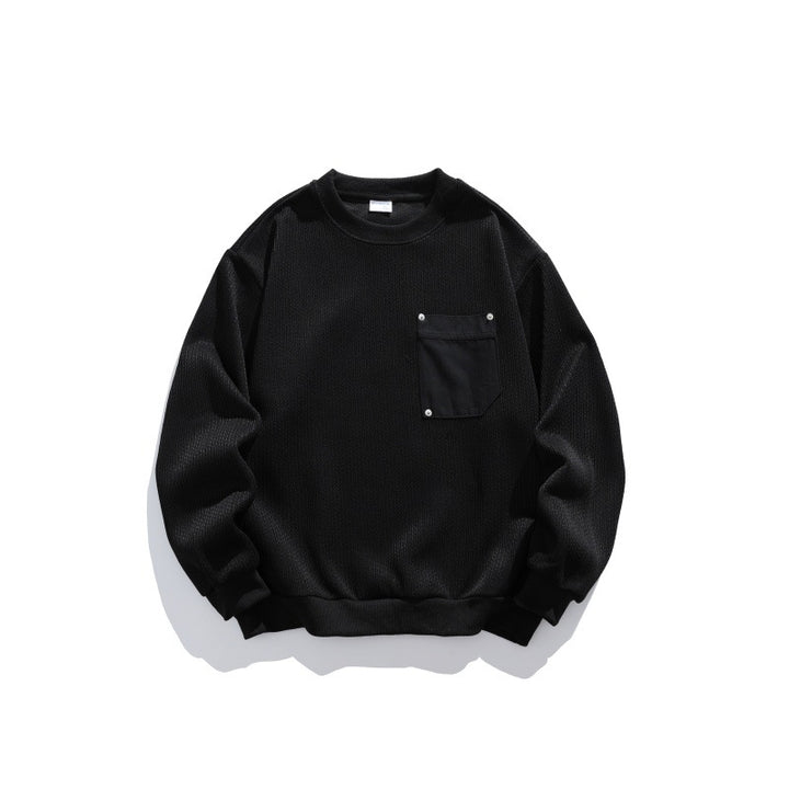 Unisex Waffelstruktur-Sweatshirt mit Brusttasche und elastischem Saum Echoarchiv
