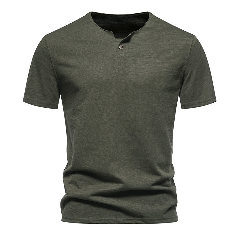 Herren Kurzarm-Henley-Shirt mit elegantem Knopfdesign Echoarchiv