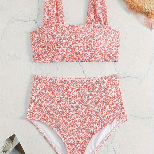 Damen Hochtailliertes Bikiniset mit floralem Muster Echo Archiv