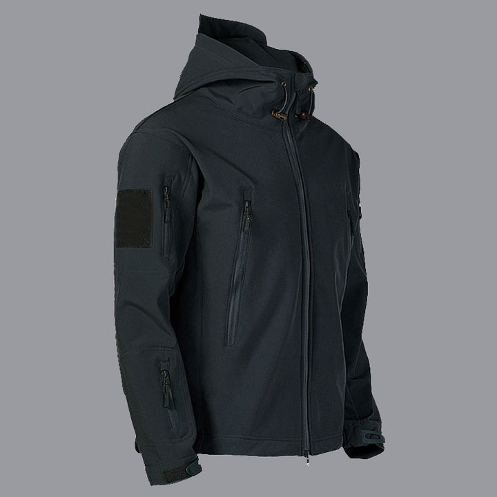 Herren technische Softshell-Jacke mit multifunktionalen Taschen und verstellbarem Kapuzensystem Echoarchiv