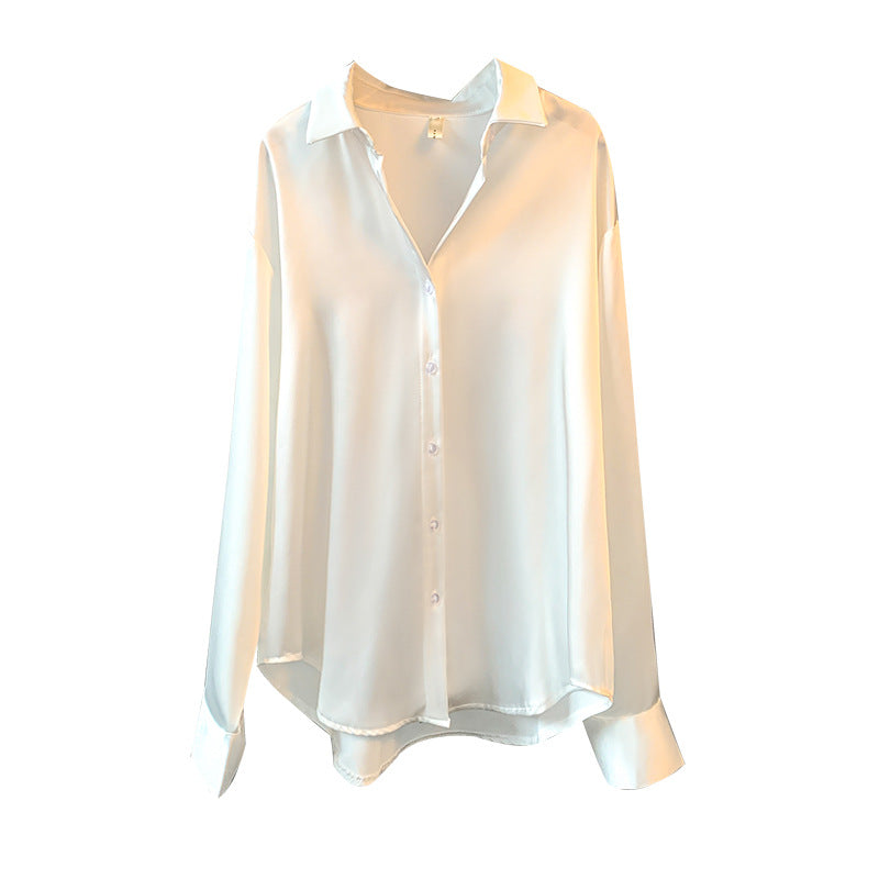 Damen Elegante Bluse aus feinem Satin mit Rüschendetails Echoarchiv