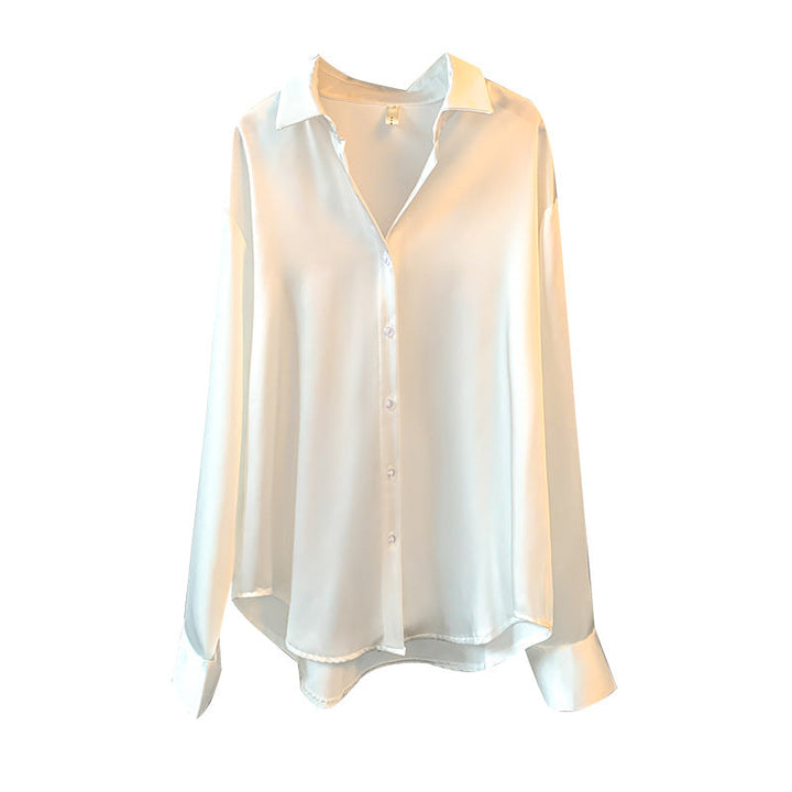 Damen Elegante Bluse aus feinem Satin mit Rüschendetails Echoarchiv