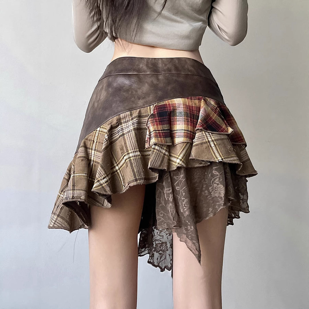 Damen Modischer Wickelrock mit asymmetrischem Schnitt und lässigen Rüschendetails Echo Archiv