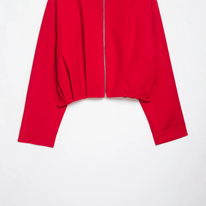 Damen Cropped-Boxy-Jacke mit hohem Stehkragen und durchgehendem Reißverschluss Echoarchiv