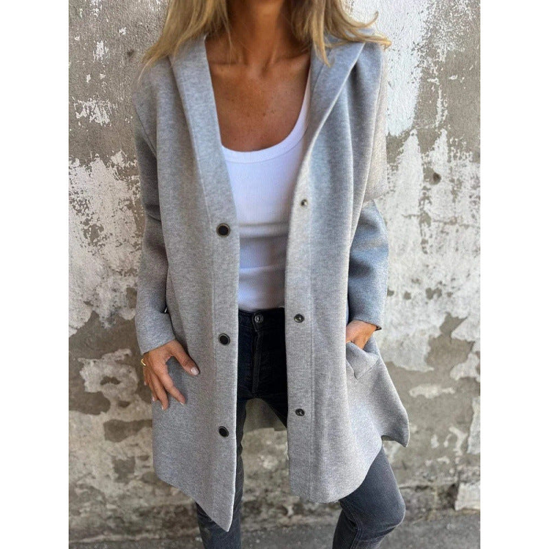Damen Midilanger Oversize-Mantel aus Wollmix mit klarer Knopfleiste und minimalistischem Revers Echo Archiv