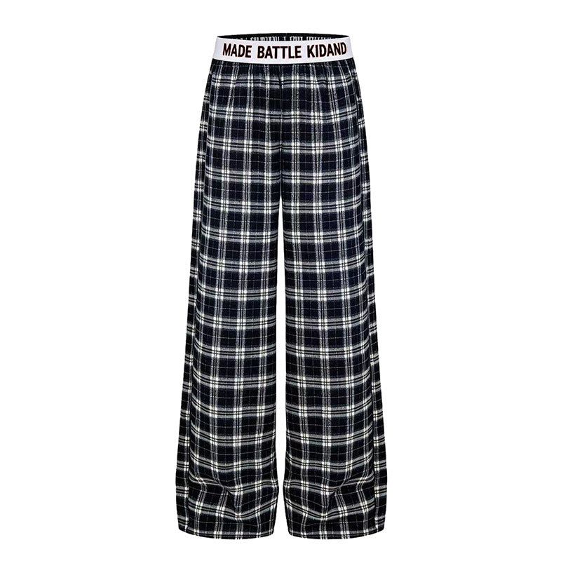 Damen Weite Lounge-Hose mit Karomuster und elastischem Logobund Echoarchiv
