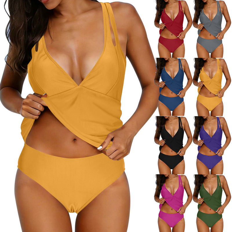 Damen Tankini-Set mit elegantem Wickeloberteil und hohem Bund Echo Archiv