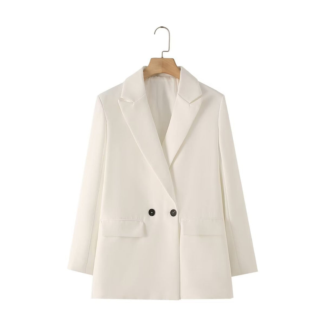 Damen taillierter Longblazer im Oversize-Look mit Reverskragen und Pattentaschen – Valéne