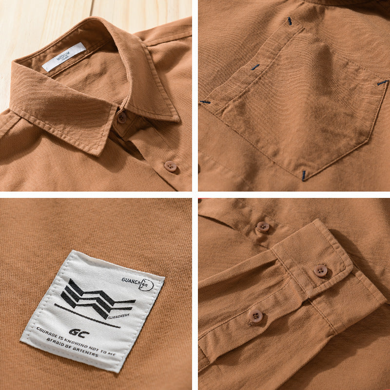 Herren Offenes Baumwoll-Overshirt im Layering-Look mit aufgesetzter Brusttasche Echoarchiv