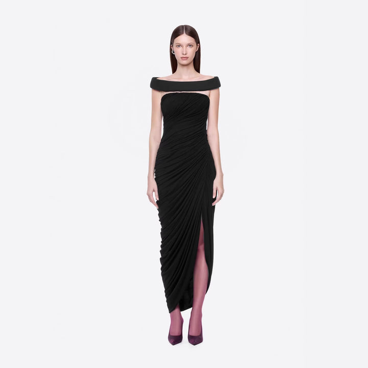 Damen Elegantes Cleopatra-Kleid mit tiefem Ausschnitt und drapiertem Rock Echo Archiv