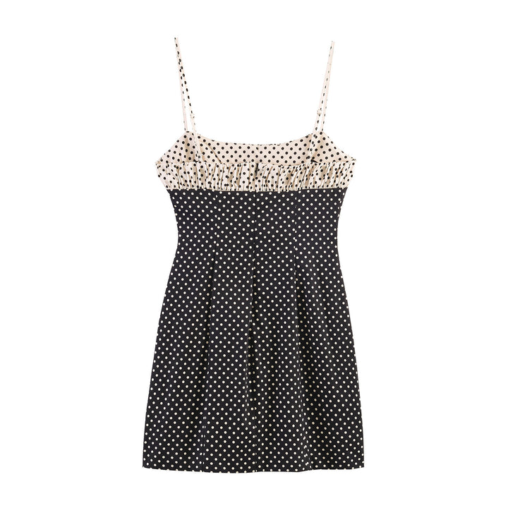 Damen Spaghettiträgerkleid mit Raffungen und Polka-Dots Echo Archiv