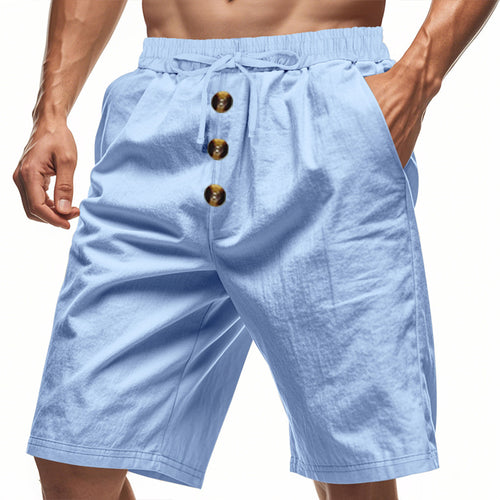 Herren Freizeit-Shorts mit dekorativen Knöpfen und elastischem Bund Echoarchiv
