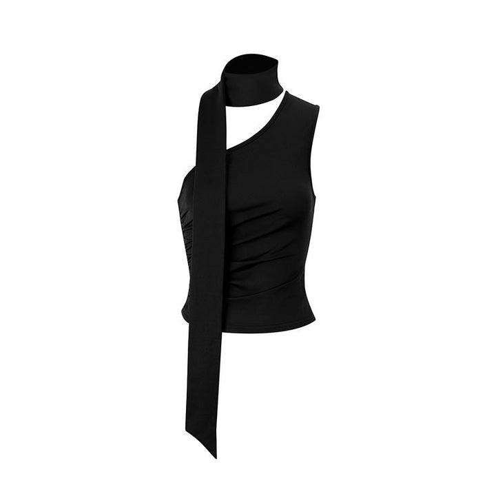 Damen Asymmetrisches Oberteil mit bindbarem Kragen und Raffung Echo Archiv