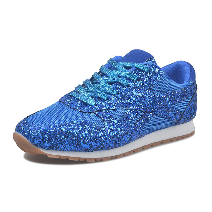 Damen Glitzer-Sneaker mit Mesh-Einsätzen und profilierter Gummisohle Echoarchiv