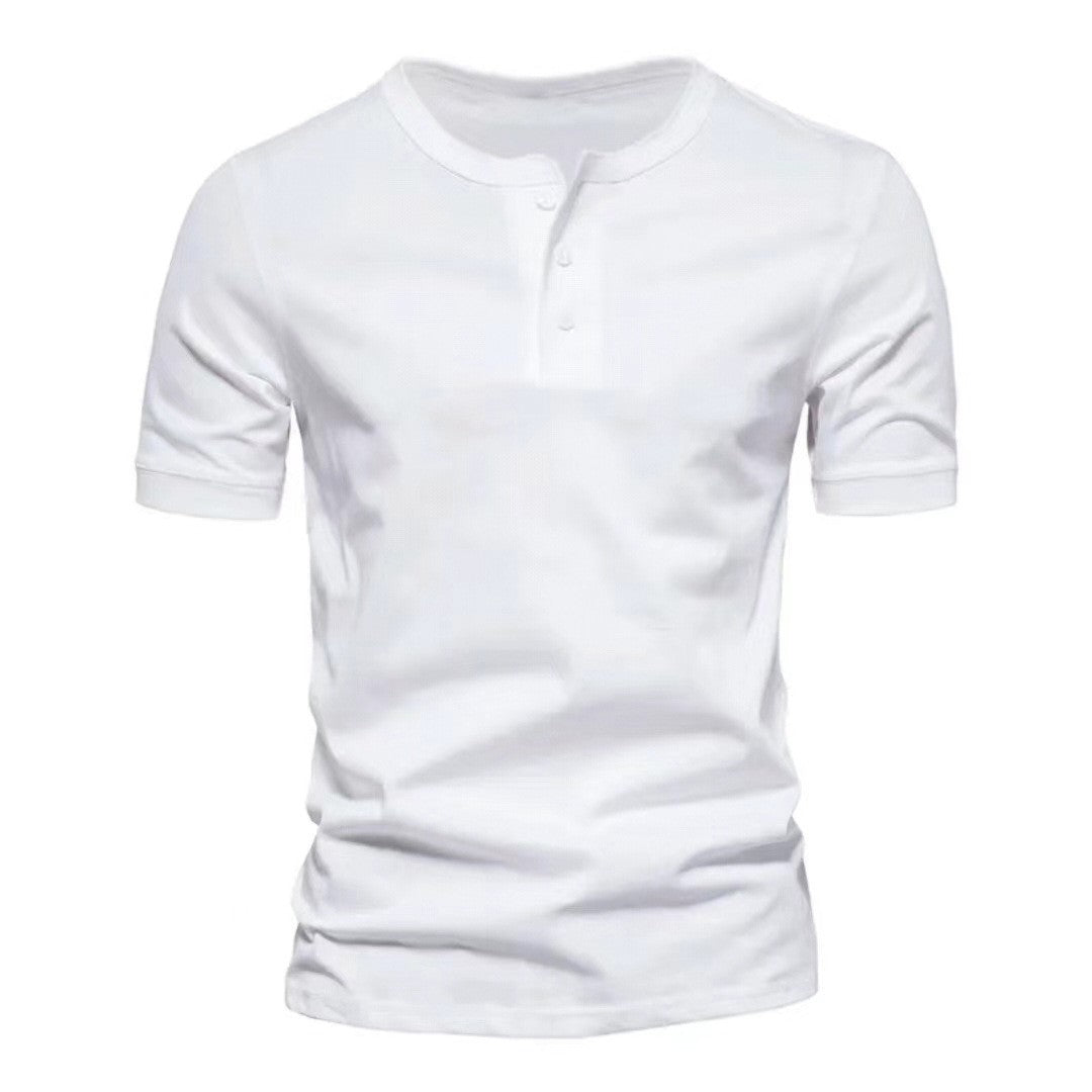 Herren Henley T-Shirt mit modischem Knopfverschluss und weichem Baumwollmaterial Echoarchiv