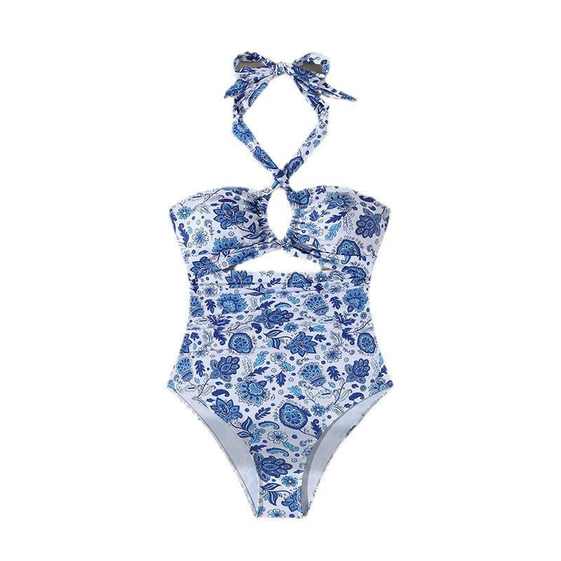 Damen Rückenfreier Schwimmanzug mit floralem Design Echo Archiv