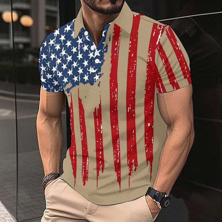 Herren modisches Polohemd mit patriotischem Design Echoarchiv