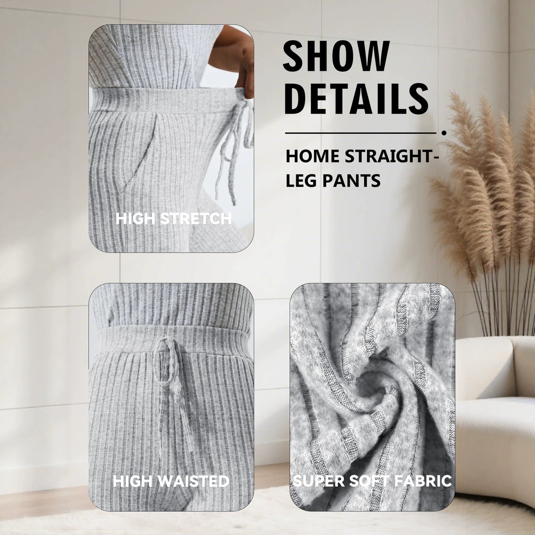 Damen Komfort-Strickhose mit weitem Bein und Kordelzug echoarchiv-