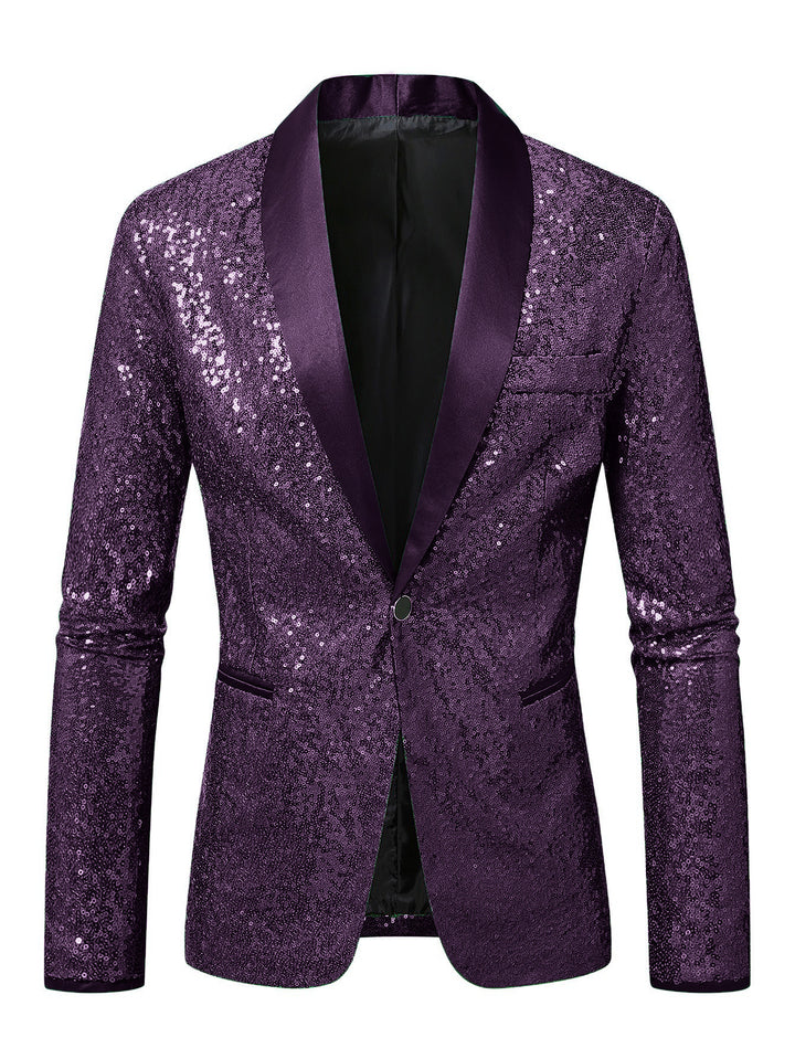 Herren Funkelnder Paillettenblazer mit modernem Schnitt Echoarchiv