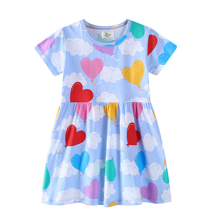 Mädchen Freizeitkleid mit fröhlichem Herz- und Ballonmotiv Echo Archiv