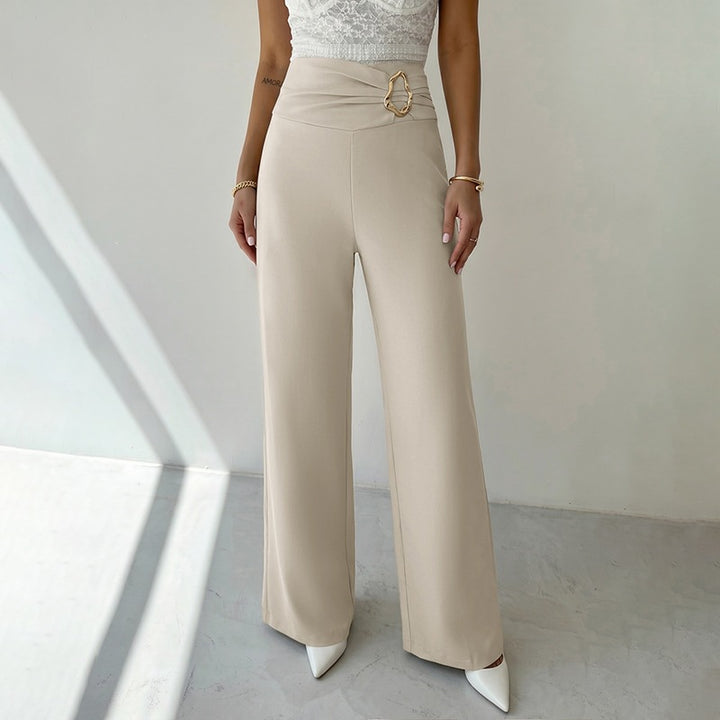 Damen Weitgeschnittene Hose mit Hohem Bund und Dekorativem Gürtel Echo Archiv