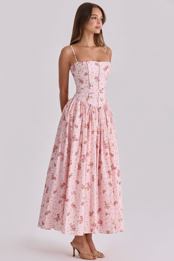 Damen nan tailliertes Korsagenkleid mit Spaghettiträgern und voluminösem Tellerrock Echo Archiv