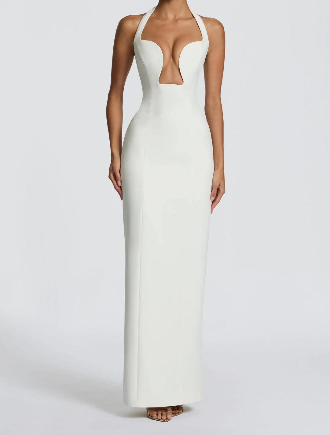 Damen Elegantes Maxikleid mit tiefem V-Ausschnitt und schmeichelnder Silhouette Echo Archiv
