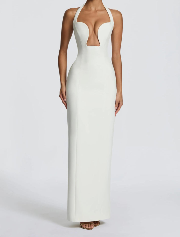 Damen Elegantes Maxikleid mit tiefem V-Ausschnitt und schmeichelnder Silhouette Echo Archiv
