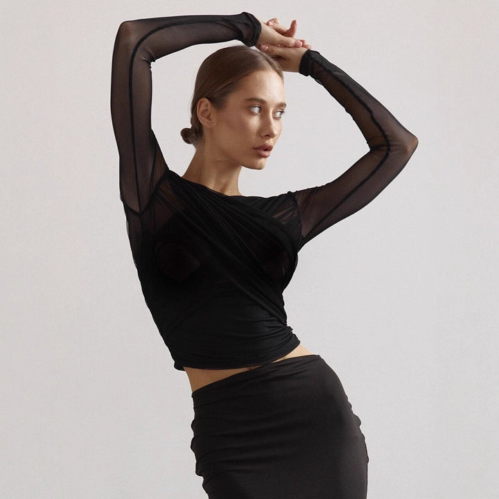 Damen Langarm-Crop-Top Echo Archiv