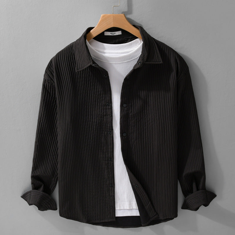 Herren Gestepptes Overshirt aus leichter Baumwollstruktur mit Druckknopfleiste Echoarchiv